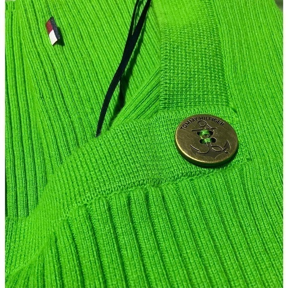 Tommy Hilfiger Women's Sailor-Neck Ribbed Sweater Cotton Blend Green XL NWT - Picture 5 of 7
